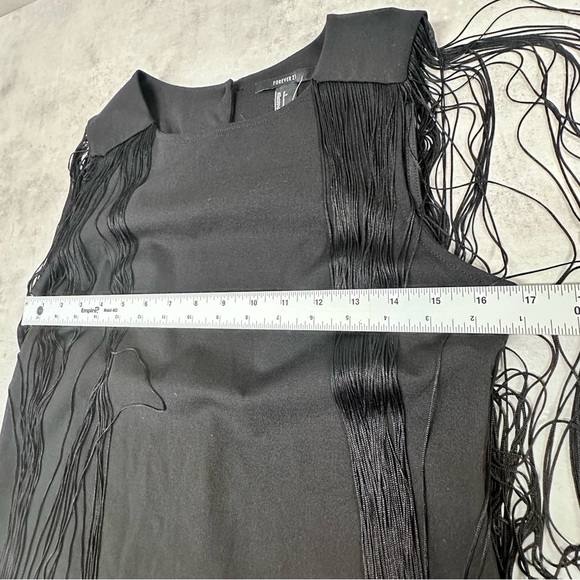 Forever 21 Mini Dress Fringe Size S Black Boho Western Sleeveless cowgirl NWT - Picture 7 of 13